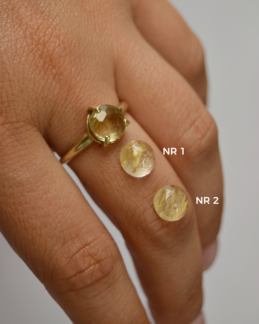 Anello CANDY con Quarzo Rutilato Cabochon